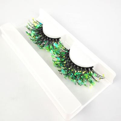 China New colorful colorful Glow-in-the dark fluorescent twinkle deeply exaggerated European and American makeup 3d Mink False Stage Eyelash for sale