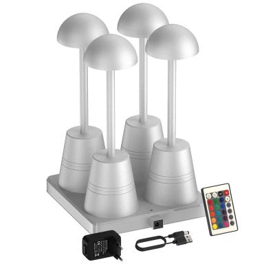 China Modern Aluminum Rechargeable Cordless LED Desk Lamp Mood Table Light Set 4 Packs Inductive Base 11 Fill Colors Available for sale