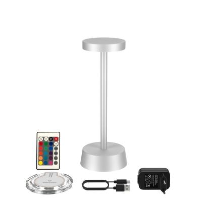 China Modern Aluminum Cordless Table Light 11 Colors LED Rechargeable Desk Lamp Set with Inductive Charging Base for sale