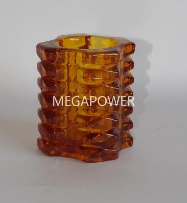 China Home Decor Amber Glass Votive Candle Holders for sale