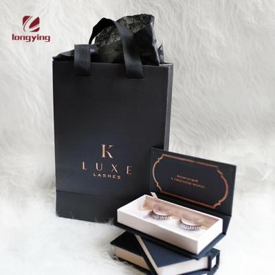 China Recyclable Custom Luxury Black Cardboard Boxes With Full Strip Lashes Mink Lashes Extension For Beauty Make Up Paper Box Packaging Boxes for sale