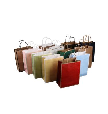 China Recyclable Custom Logo Paper Kraft Shopping Packaging Bag With Handle for sale