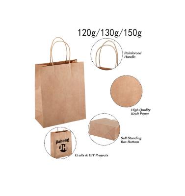 China Recyclable Printed Your Own Logo Packaging White Brown Kraft Gift Craft Shopping Paper Bag With Ribbon Handles for sale