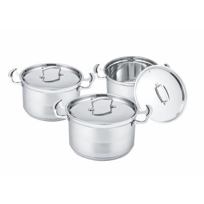 China Sustainable 20-22-24CM 6pcs cookware multi-capsulated new design pot cooker new products 2020 innovative product for kitchen for sale