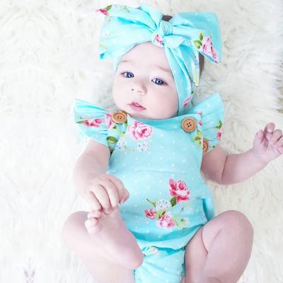 China Wholesale flower onesie backless infant summer boutique cute jumpsuit baby clothes short sleeve newborn floral romper for sale