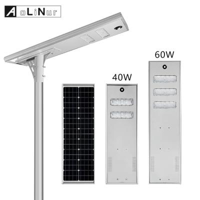 China ROAD waterproof 60w 80w all in one solar street light manufacturer support double arm design all in one solar street light for sale