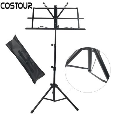 China Metal Folding Portable Music Stand With Bag Waist Adjustable Tripod Base Base Metal Carrying Music Stand for sale