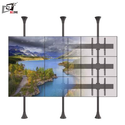 China Aluminum Metal Made Adjustable Floor To Ceiling Digital Signage Rack For 32 To 65 Inch Screens for sale