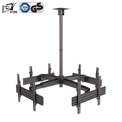 China Aluminum Retractable Ceiling Mount TV Hanging Arm For Four Screen for sale