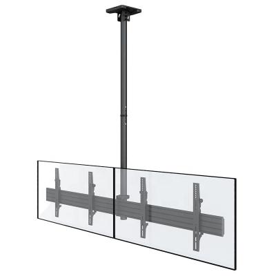 China Height Adjustable Aluminum Drop Down Ceiling TV Mount Tilting TV Bracket For Double Screens for sale