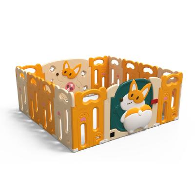 China Cartoon Cartoon Corgi Designs Plastic Baby Playpen Corral Para Bebe Baby Fence for sale