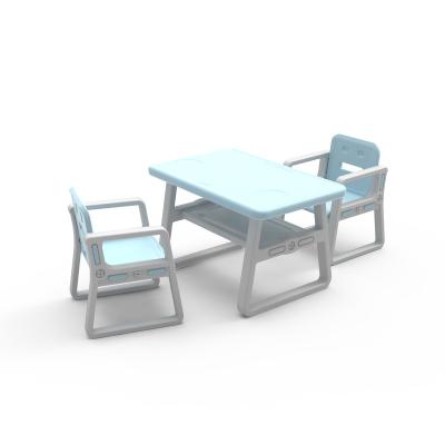 China Easy Assemble Professional Kids Furniture 1 Table And 2 Chairs Set For Kids Study Plastic Table for sale