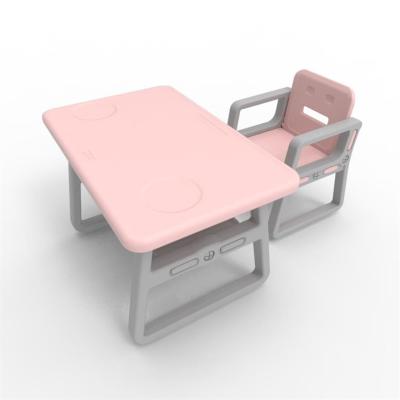 China Environmental Material Kids Table And Chair 2 Set Baby Study Table And Plastic Chair Set for sale