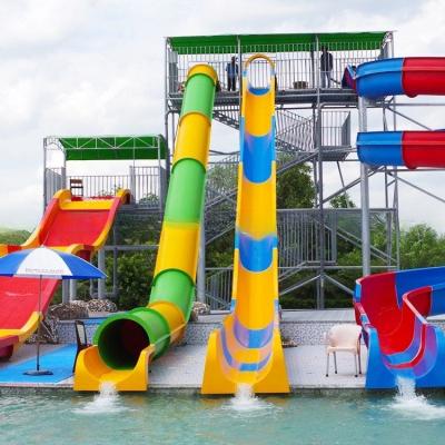 China Multicolored Amusement Park Water Slide Straight Tube Slide 23m Length for sale