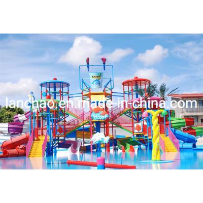 China 15m Height Large Splash Water Playground Fiberglass Water Play House OEM for sale