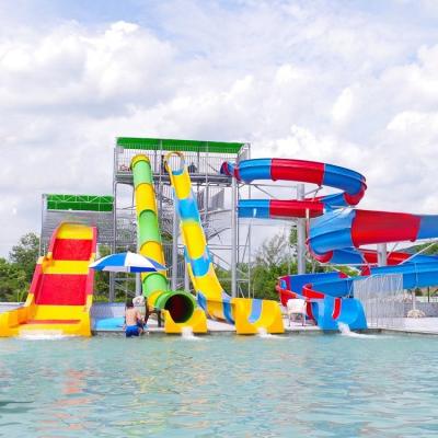 China Comfortable Outside Water Slides Fiberglass Waterslides Holiday Resort Combined for sale