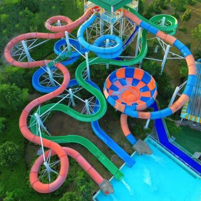 China Spiral Water Slide For Amusement Park Fiberglass Equipment For Family Fun Customizable Size for sale