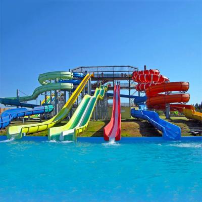 China Factory Customized Outdoor Aqua Park Equipment Fiberglass Water Slide Water Rides for sale