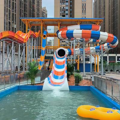 China Amusement Slide Park Swimming Pool Tube Fiberglass Closed & Open Spiral Slide Customized for sale