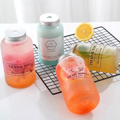 China Beverage Free Samples Round 500ml Milk Tea Juice Glass Bottle New Design Glass Milk Bottle for sale