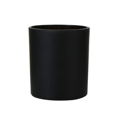 China Home Decoration 200ml 320ml 430ml Large Mouth Candle Container Eco-friendly Modern Religious Clear Matte Black Glass Jar For Soy Wax for sale