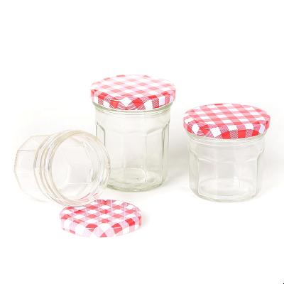 China Hot Sale Fancy Borosilicate Glass Jam Jar 50ml 100ml 150ml 200ml 250ml 380ml Jars Honey Jar With Metal Airtight Lid for sale