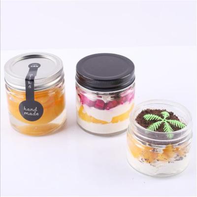 China Pyrex Air Clear Label 300ml Wide Mouth Detect Light Custom Yogurt Jam Stocked Glass Jar With Metal Lid for sale