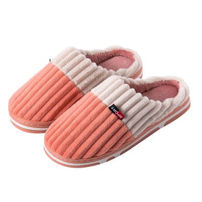 China New fashion trend cotton slippers for men and women indoor home leisure hot couples plus velvet cotton shoes thick bottom slippers for sale