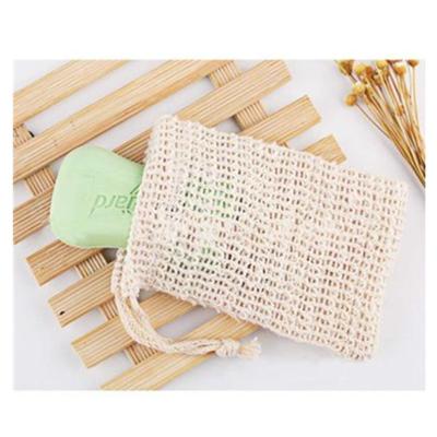 China 100% Eco Friendly Cotton Drawstring Mesh Saver Hemps Eco-Friendly Exfoliating Sisal Soap Bag for sale