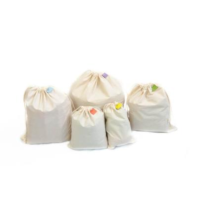 China 100% Customs Eco-friendly With Logo Printing Shopping Bread Organic Muslin Cotton Drawstring Bags for sale