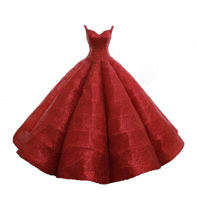 China Korean Red Court Style Plus Size GS510 Strapless Sexy Strapless Floor Length Wedding Party Plus Brides Pleated Dresses for sale