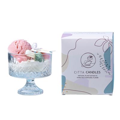 China Birthdays 2023 Hot Selling Cute Soy Wax Strawberry Ice Cream Scented Candles Party Candle for sale