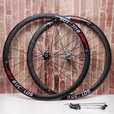 China Road Bikes OEM/ODM Carbon Hub 700C Wheels Anvil Rim Disc Brake Front Rear Wheelset Road Bike Wheelset Racing Bicycle Rim QR 24H for sale