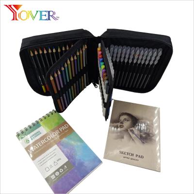 China 74PCS Non-Toxic Watercolor Drawing Set in Nylon Case with Colorful Metallic Pencil Watercolor Pencil Marker and Watercolor Brush Pen for sale