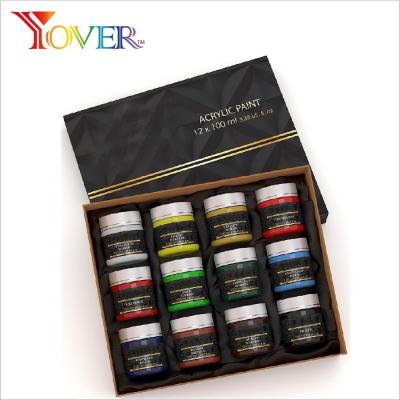 China 12pcs 100ml Non-Toxic Jumbo Acrylic Paint In Plastic Tank for sale