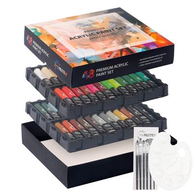 China Professional Artist Premium 55 Pcs Non-Toxic 22ml Acrylic Paint Set With Brushes And Palette for sale