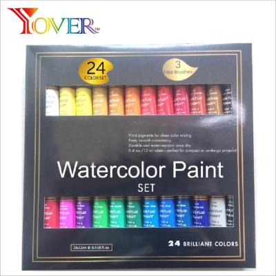 China 24pcs 12ml Non-Toxic Watercolor Paint with Artist Brush for sale