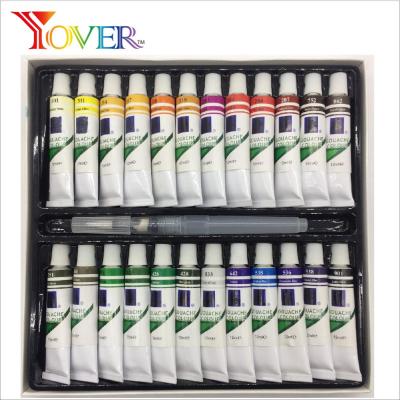 China Amazon Hot Sale 24Colors 12ml Non-Toxic Gouache Paint Set With Artist Brush for sale