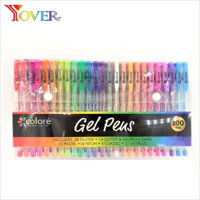 China Amazon Hot Selling 100pcs Glitter Neon Pastel Gel Drawing Pen Set for sale