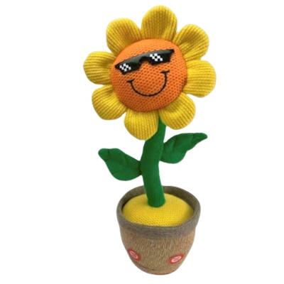 China Playing Music Factory New Wholesale Children Stuff Plush Toys Sunflower Singing Music Dancing Flower Electric Toys for sale