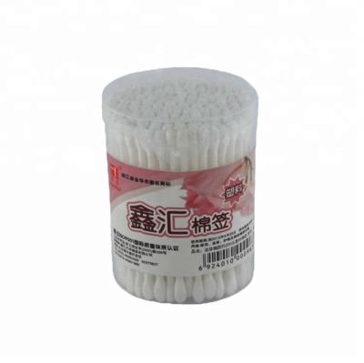 China 100pcs Cosmetology Stick Plastic Cotton Swabs, Cotton Buds, Cotton Tips in Round PP Box for sale