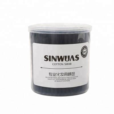 China OEM Reliable Design Flexible Sealing Cotton Cleaning Tips Double - To End Black Cosmetic Cotton Pad for sale