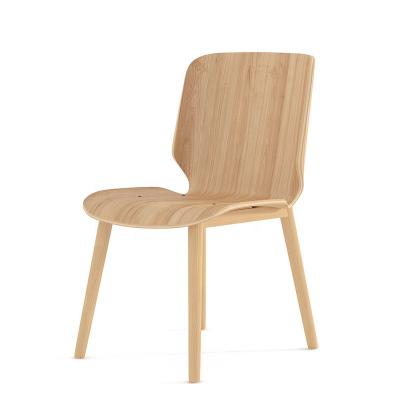 China Modern Cheap Stackable Curved Backseat Minimalist Burlywood Wooden School Restaurant Canteen Dining Chair for sale