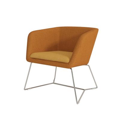 China Modern minimal design armchair with metal legs for reception for sale