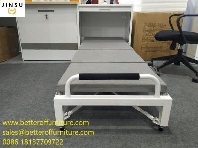 China Tambour Door Office Workstation Use Folding Bed Steel Tube Frame With Cushion Sponge for sale