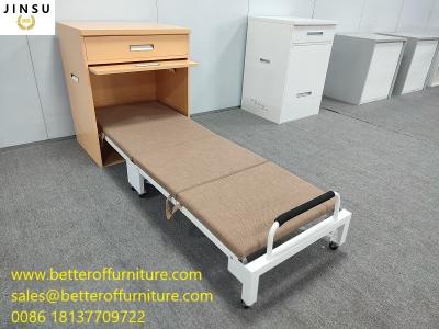 China Yellow Color   Office Home Hospital  Napping Use Single Bed Folding Bed With Steel Cabinet for sale