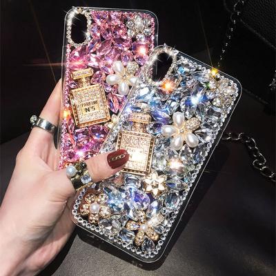 China Girl Designer Luxury Shockproof Bling Crystal Rhinestone Perfume Bottle Phone Case for iphone 12 mini with Diamond for sale