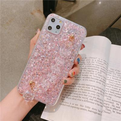 China With Strap Bling Clear Strap Chain Cell Phone Case For iPhone 11 Pro X XR XS Plus Max 7 8 Fashion Women Wrist Strap Cover for sale