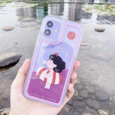 China Anti-drop Cartoon Case For iPhone 11 Pro XS 8 Max Se Quicksand 2020 Mobile Swimming Case Princess Shock Proof Protective PC TPU Covers for sale