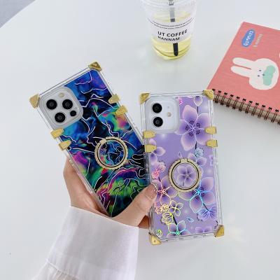 China TPU With Rotating Ring Square Beauty Phone Cases Plating Corner Cover For Iphone 13 12 mini 11 pro XR max X 8 7 6 plus for sale